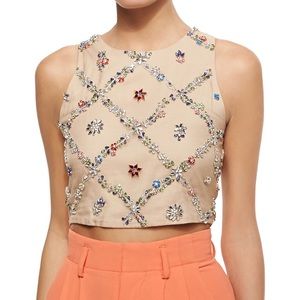 Alice + Olivia Kesten Embellished Crop Top